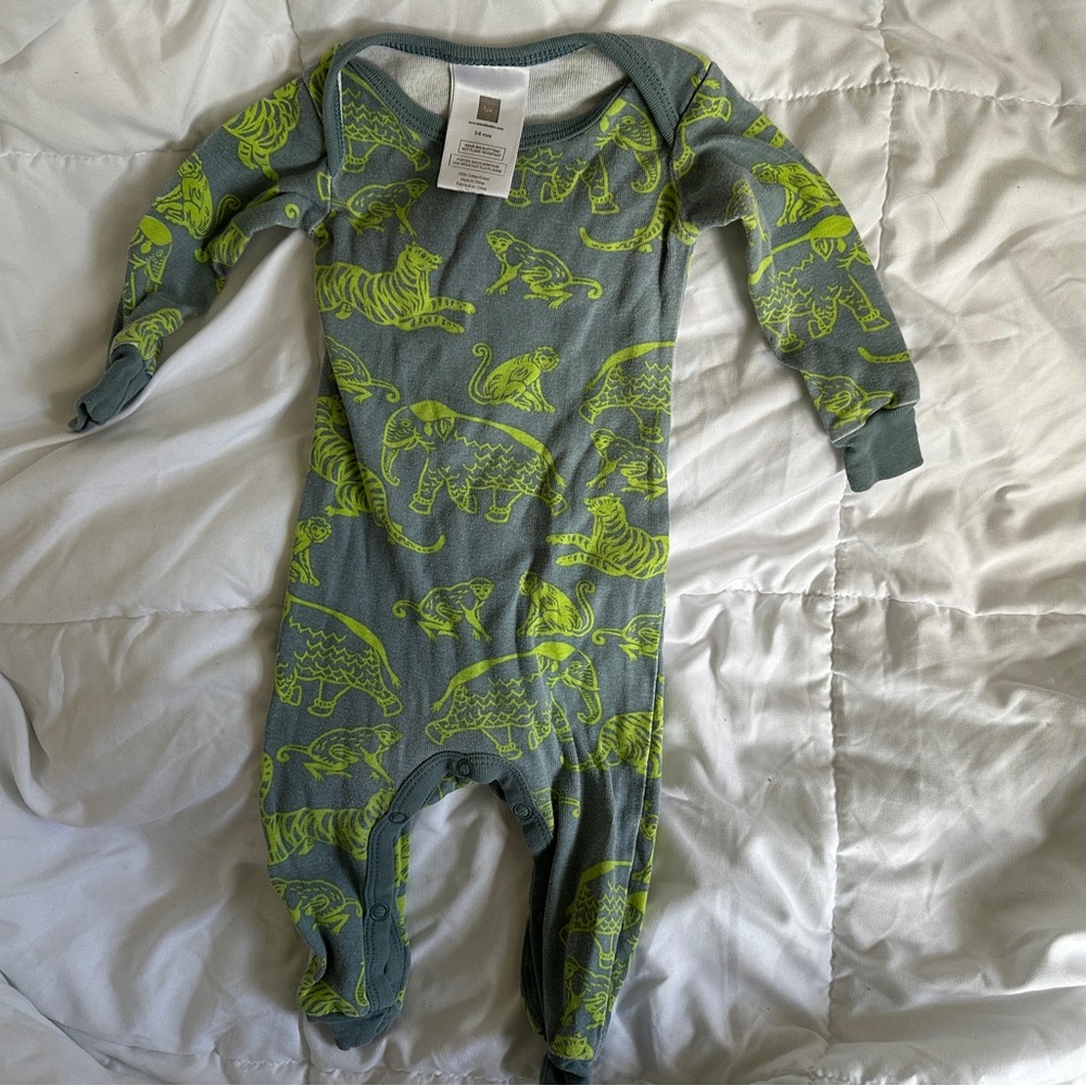 Tea Collection Green and Gray India onesie